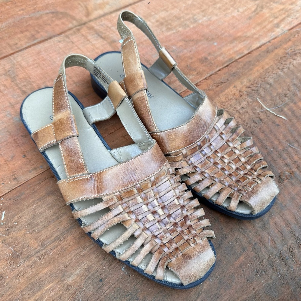 St. John’s Bay vintage brown leather woven sandals